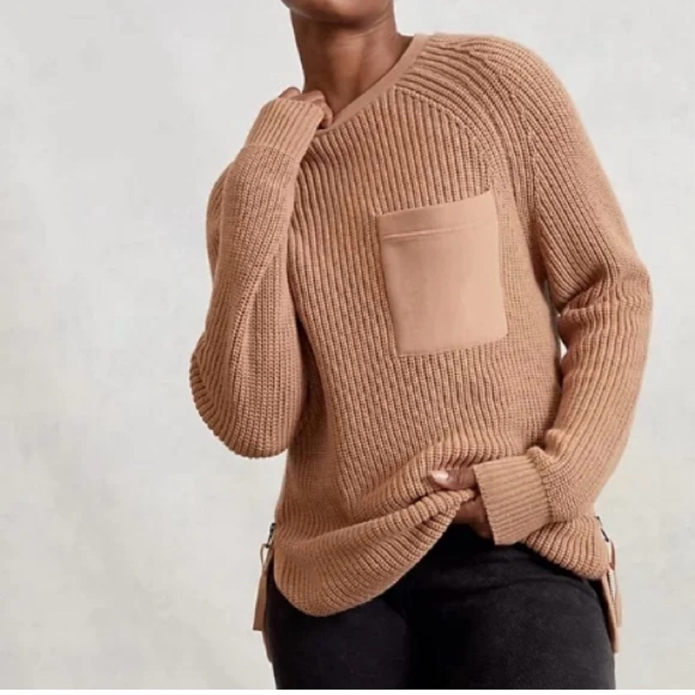 Varley (Anthropologie)Cozy Tan Sweater with Pocket